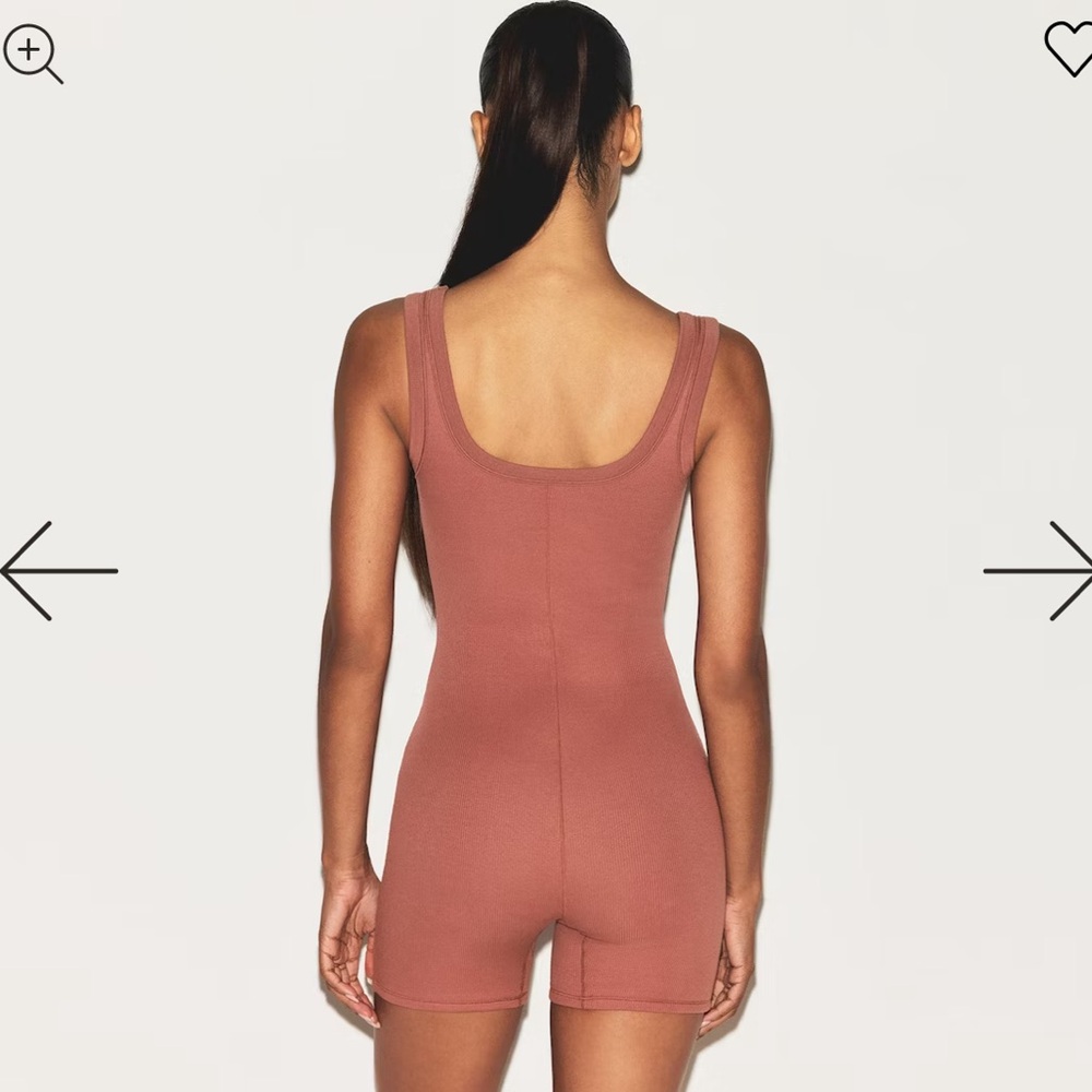 SKIMS NWT Cotton Rib Onesie Color Redwood Sz Small - Picture 3 of 7